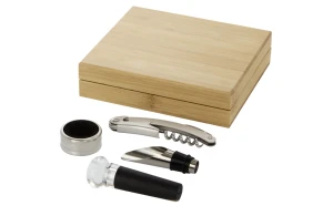 Coffret à vin personnalisé Syrat 4 pièces en bois en bambou
