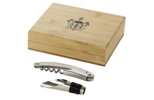 Coffret à vin personnalisé 2 pièces en bois bambou