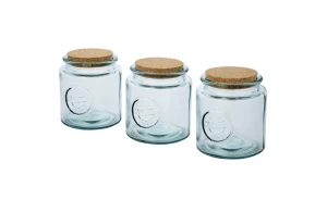 Ensemble de 3 pots en verres recyclé de 800 ml publicitaire personnalisé 