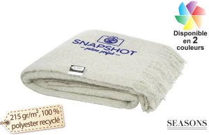 Couverture mohair publicitaire personnalisée en RPET recyclé certifié Ivy 
