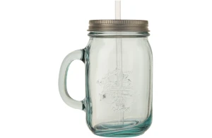 Verre bocal recyclé avec paille 550 ml