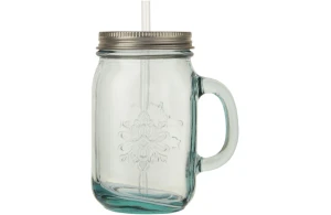 Verre bocal recyclé avec paille 550 ml