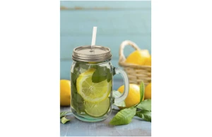 Verre bocal recyclé avec paille 550 ml
