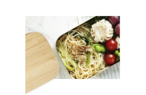 Boîte repas personnalisée acier inoxydable avec couvercle bambou 700 ml