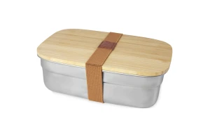 Boîte repas personnalisée acier inoxydable avec couvercle bambou 700 ml
