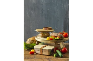 Boîte repas personnalisée oby lunch box en verre avec couvercle bambou