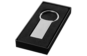 Porte-clés publicitaire rectangulaire en métal Omar