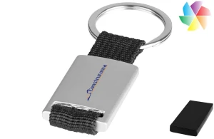 Porte-clés aluminium et polyester de couleur Alvaro publicitaire personnalisé 