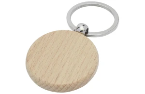 Porte-clés personnalisé rond en bois de hêtre Giovanni