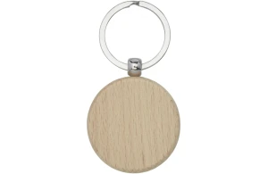 Porte-clés personnalisé rond en bois de hêtre Giovanni