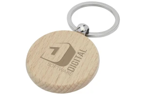 Porte-clés personnalisé rond en bois de hêtre Giovanni