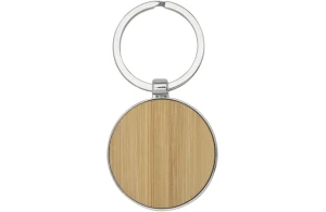 Porte-clés personnalisé rond en métal et bambou Nino