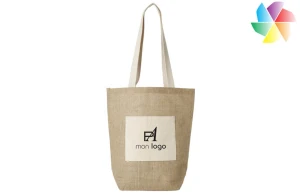 Sac de course Calcutta en toile de jute avec poche frontale publicitaire personnalisé 