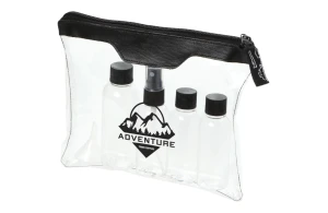 Trousse de toilette de voyage personnalisée transparente