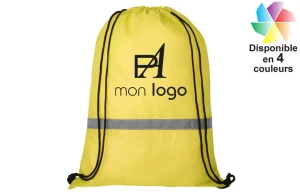 Sac à dos ficelle premium avec bande réfléchissante publicitaire personnalisé 