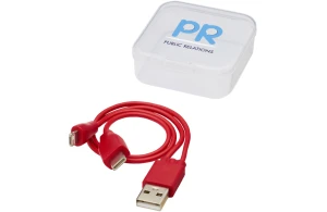 Câble de charge 3-en-1 réversible avec étui de protection publicitaire personnalisé 