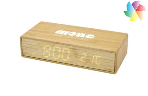 Horloge publicitaire personnalisée multifonction Minata à chargeur à induction 