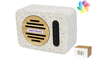 Enceinte Bluetooth® Terrazzo et bambou publicitaire personnalisée 