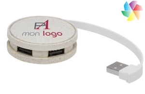 Hub avec 4 ports USB-A en paille de blé Kenzu