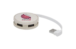 Hub Usb personnalisé avec 4 ports USB-A en paille de blé Kenzu