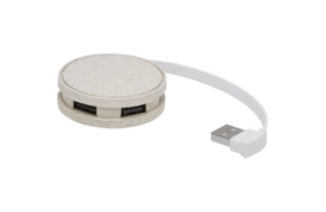Hub Usb personnalisé avec 4 ports USB-A en paille de blé Kenzu
