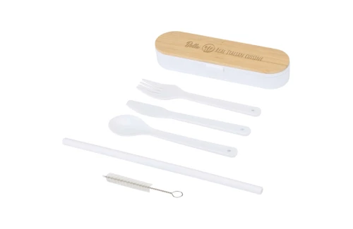 Ensemble de couverts Runa avec couvercle en bambou publicitaire personnalisé 