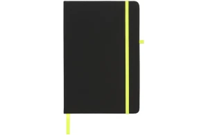 Carnet de notes noir à fermeture élastique colorée