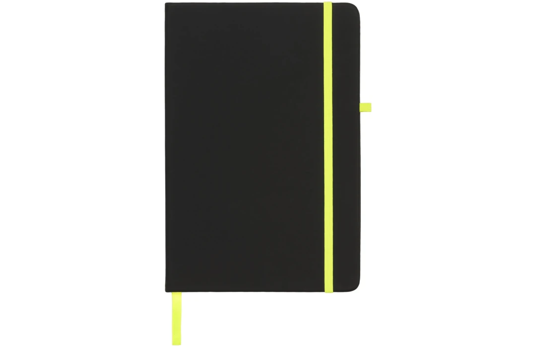 CARNET NOIR AVEC ELASTIQUE & TRANCHE COLORÉE – PERSONNALISATION PRO