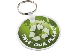 Porte-clés publicitaire rond en plastique recyclé Tait