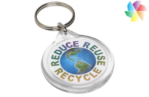Porte-clés plastique transparent rond Orb publicitaire personnalisé 