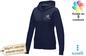 Veste à capuche full zip Ruby certifié recyclé bio pour femme