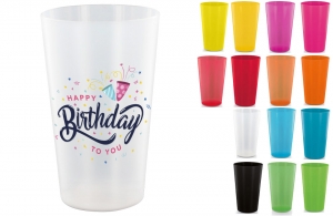 Gobelets personnalisés anniversaire verres plastiques réutilisables pas chers 