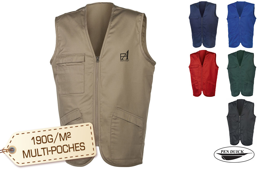 Bodywarmer gilet reporter sans manches publicitaire personnalisé pas cher 
