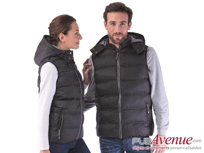 Bodywarmer homme capuche sans manche personnalisé Bodywarmer homme capuche sans manche personnalisé
