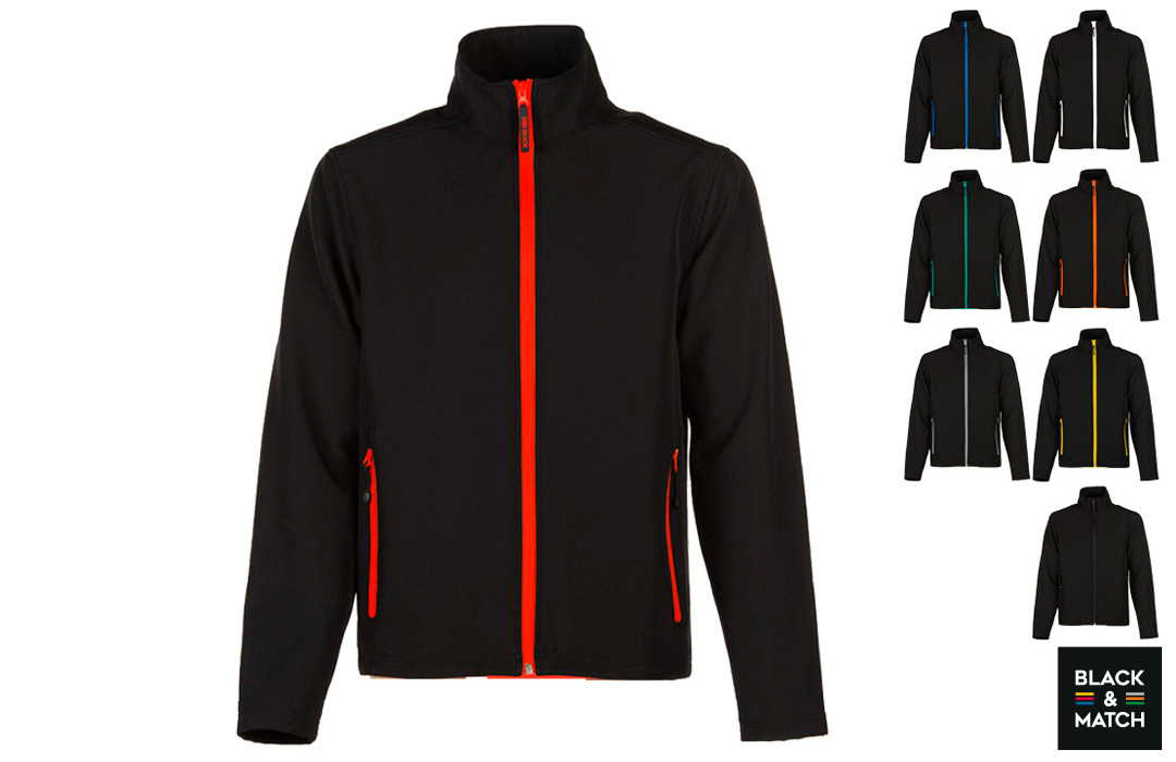 Veste Soft Shell Black Et Match A Personnaliser Pas Cher