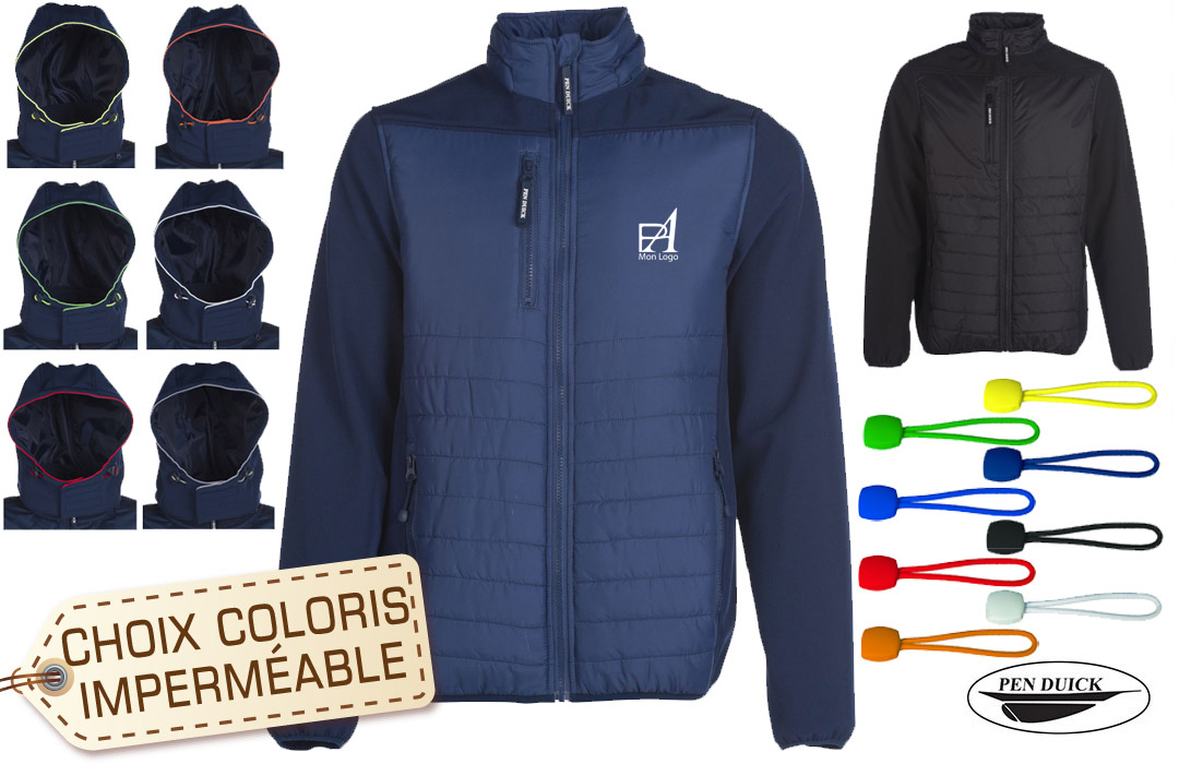 Doudoune haut de gamme avec capuche amovible personnalisable avec logo
