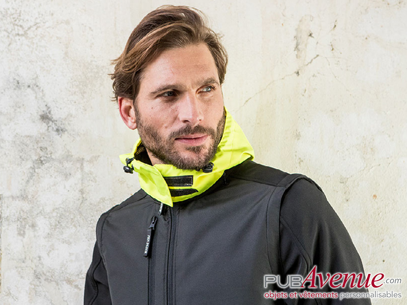 Softshell homme capuche colorée personnalisable Softshell homme capuche colorée personnalisable