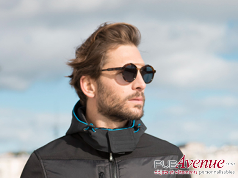 Softshell homme publicitaire capuche liseré Softshell homme publicitaire capuche liseré
