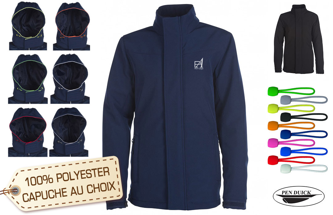 Veste softshell homme capuche liseré  personnalisable 