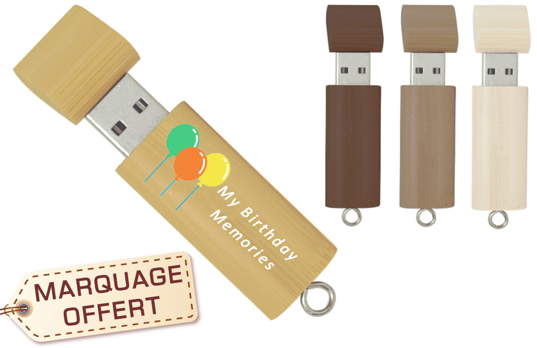 Clé USB personnalisée anniversaire bois à graver pour cadeau