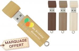 Clé USB personnalisée anniversaire bois cadeau invités