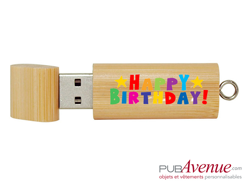 Clé USB personnalisée anniversaire bois