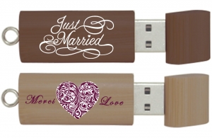 Clé USB personnalisée mariage bois cadeau invités