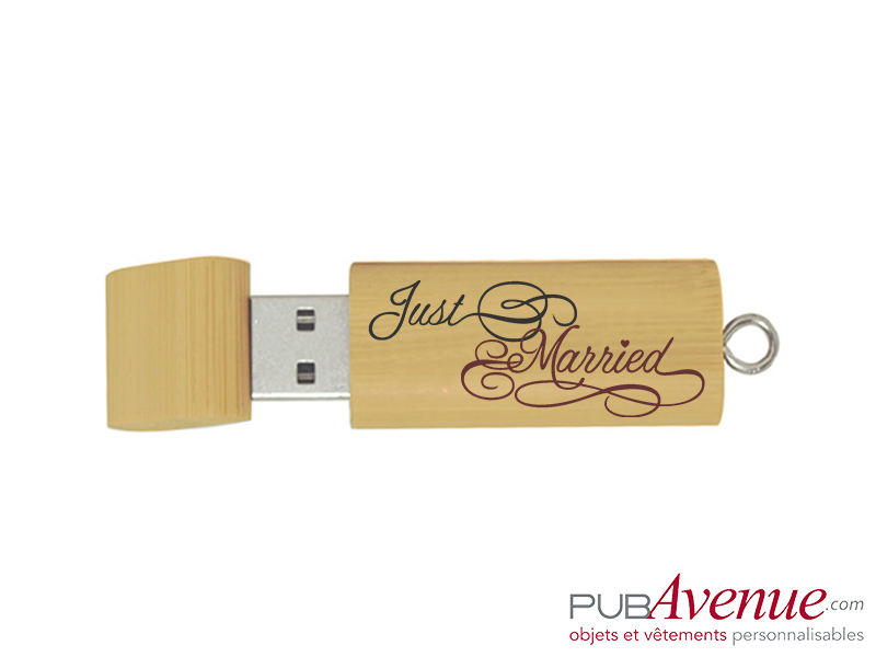 Clé USB mariage bois personnalisée