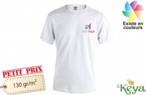 Tee shirt publicitaire keya 130 blanc mixte