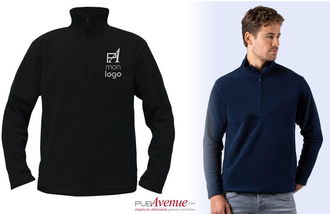 Sweat polaire personnalis?� avec logo publicitaire brod?�