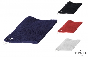 Serviette golf personnalisée avec crochet attache mousqueton