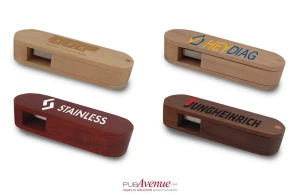 Clé USB personnalisée en bois avec clip rotatif