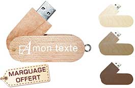 Clé USB en bois avec clip rotatif publicitaire personnalisée 