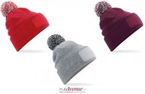 Bonnet pompon personnalisé avec patch Snowstar®